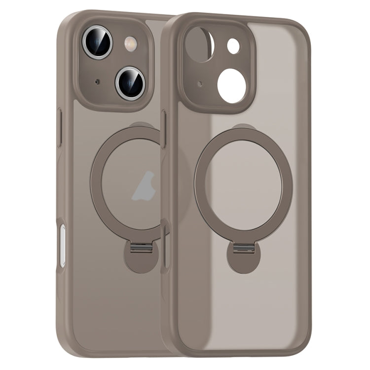 For iPhone 16 Matte Texture 360 Degree Rotary Tone Holder MagSafe Phone Case(Titanium Gold) - iPhone 16 Cases by PMC Jewellery | Online Shopping South Africa | PMC Jewellery | Buy Now Pay Later Mobicred