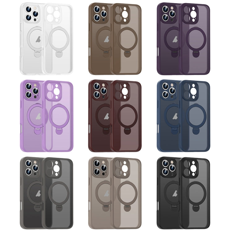 For iPhone 16 Pro Max Matte Texture 360 Degree Rotary Tone Holder MagSafe Phone Case(Dark Purple) - iPhone 16 Pro Max Cases by PMC Jewellery | Online Shopping South Africa | PMC Jewellery | Buy Now Pay Later Mobicred