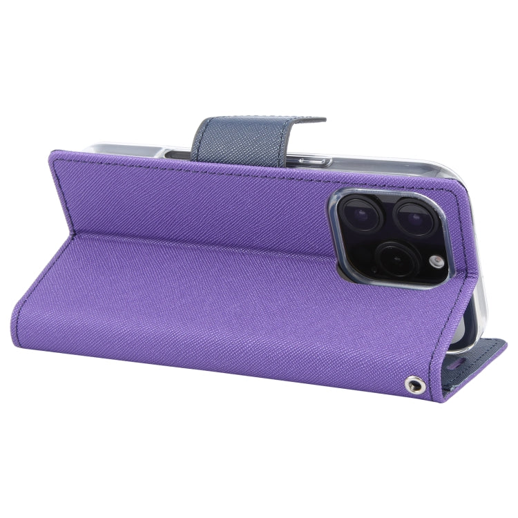 For iPhone 16 Pro GOOSPERY FANCY DIARY Cross Texture Leather Phone Case(Purple) - iPhone 16 Pro Cases by GOOSPERY | Online Shopping South Africa | PMC Jewellery | Buy Now Pay Later Mobicred