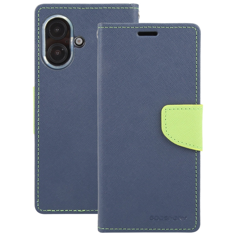 For iPhone 16 Plus GOOSPERY FANCY DIARY Cross Texture Leather Phone Case(Navy Blue) - iPhone 16 Plus Cases by GOOSPERY | Online Shopping South Africa | PMC Jewellery | Buy Now Pay Later Mobicred