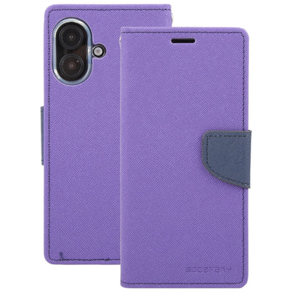 For iPhone 16 GOOSPERY FANCY DIARY Cross Texture Leather Phone Case(Purple) - iPhone 16 Cases by GOOSPERY | Online Shopping South Africa | PMC Jewellery | Buy Now Pay Later Mobicred