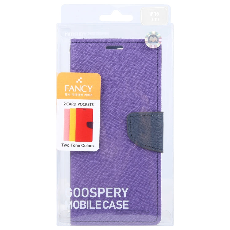 For iPhone 16 GOOSPERY FANCY DIARY Cross Texture Leather Phone Case(Purple) - iPhone 16 Cases by GOOSPERY | Online Shopping South Africa | PMC Jewellery | Buy Now Pay Later Mobicred