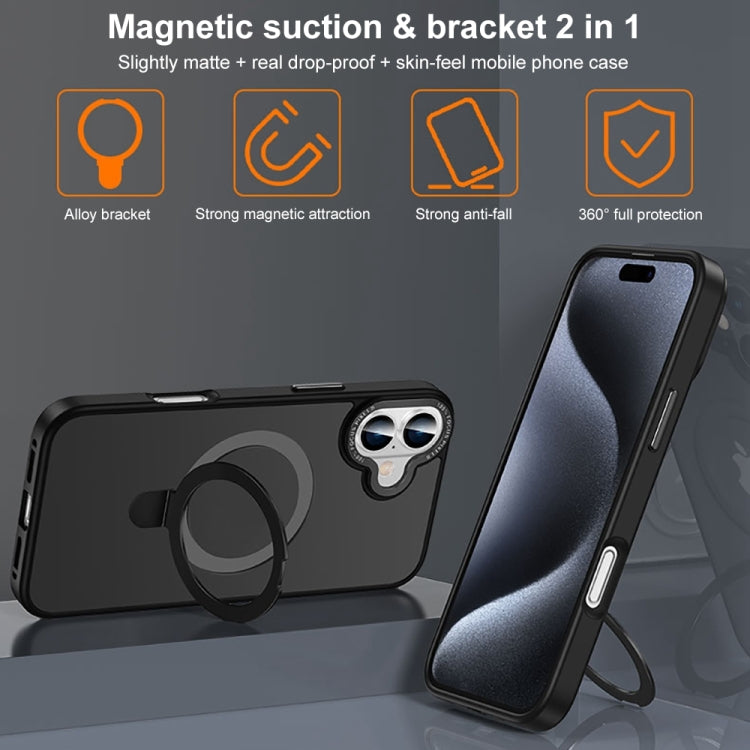 For iPhone 16 Plus Skin Feel MagSafe Magnetic Holder Phone Case(Dark Blue) - iPhone 16 Plus Cases by PMC Jewellery | Online Shopping South Africa | PMC Jewellery | Buy Now Pay Later Mobicred