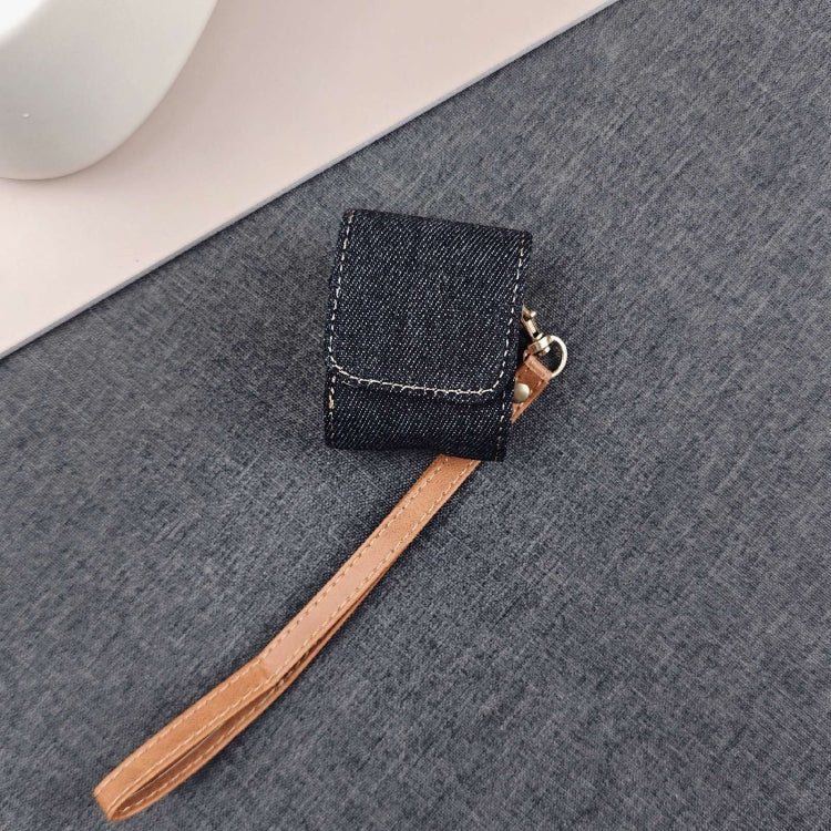 For AirPods 1 / 2 Cowboy Fabric Texture PU Headset Protective Bag(Black) - For AirPods 1/2 by PMC Jewellery | Online Shopping South Africa | PMC Jewellery | Buy Now Pay Later Mobicred