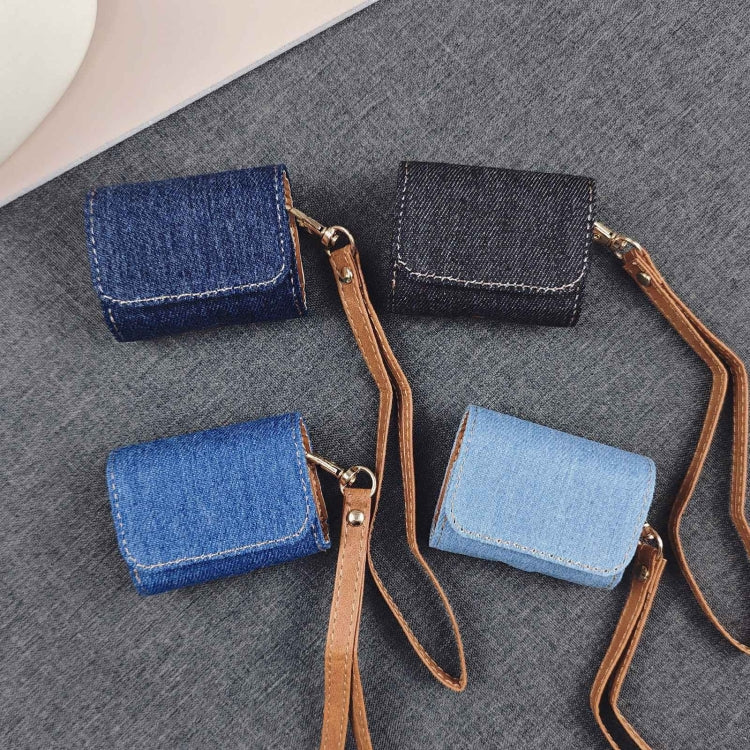 For AirPods 3 Cowboy Fabric Texture PU Headset Protective Bag(Blue) - For AirPods 3 by PMC Jewellery | Online Shopping South Africa | PMC Jewellery | Buy Now Pay Later Mobicred