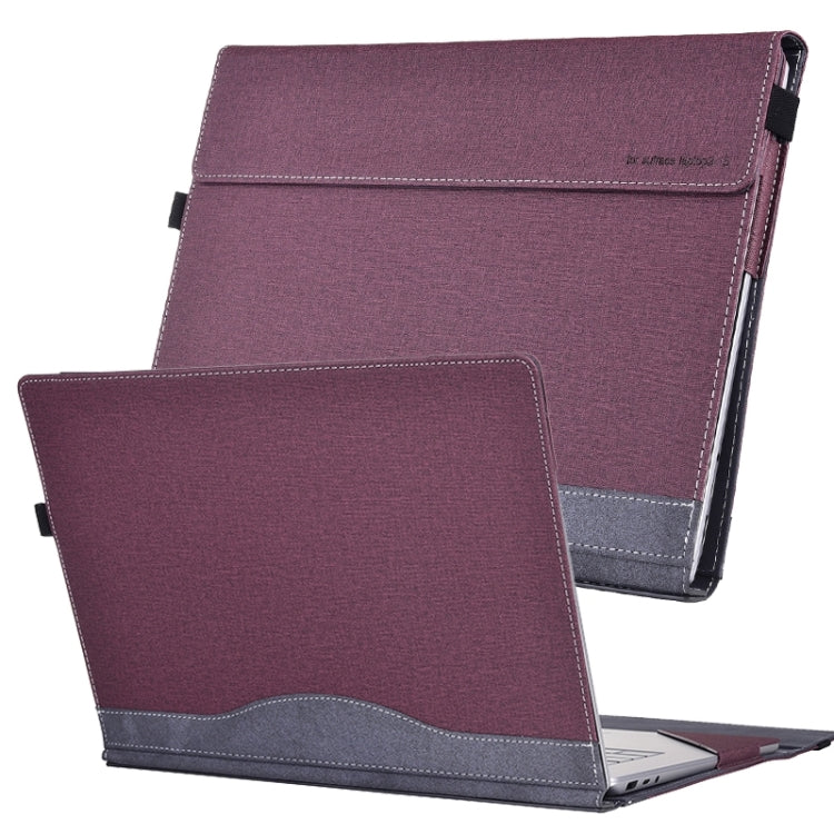 For MicroSoft Surface Laptop 7 13.8 inch Cloth Texture Laptop Leather Protective Case(Wine Red) - free shipping - PMC Jewellery - Order now!
