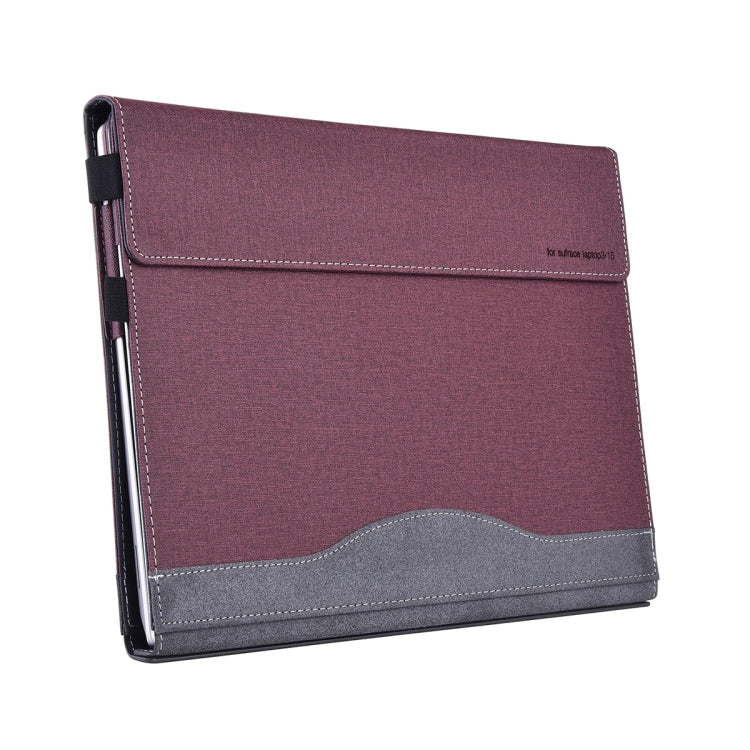For MicroSoft Surface Laptop 7 13.8 inch Cloth Texture Laptop Leather Protective Case(Wine Red) - free shipping - PMC Jewellery - Order now!