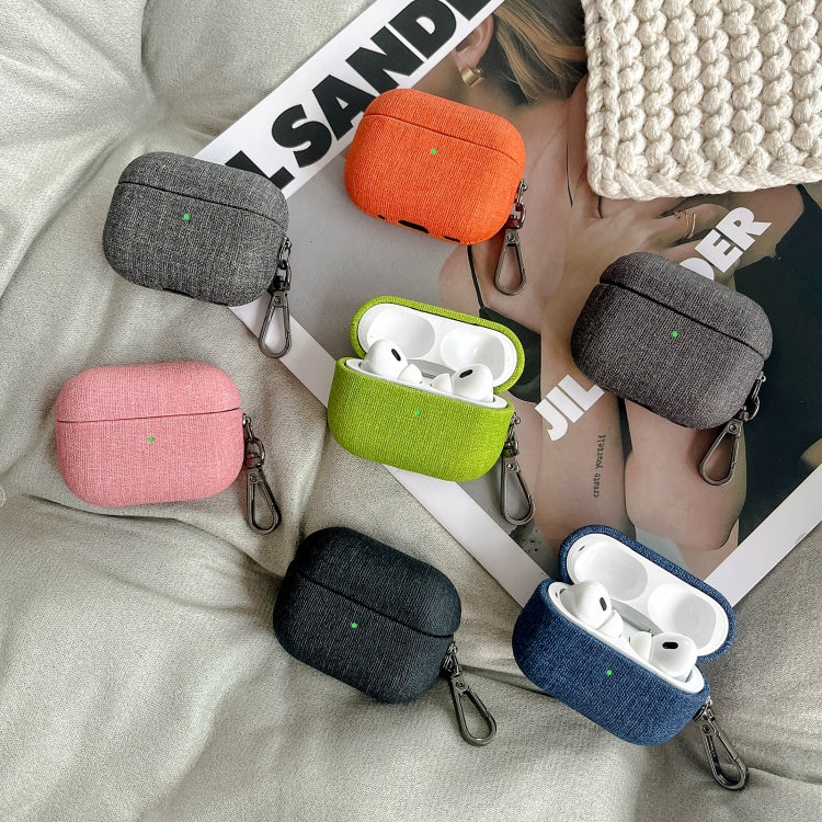 For AirPods Pro 2 Fine Cloth Texture Earbuds Box PC Case with Hook(Grey) - free shipping - PMC Jewellery - Order now!