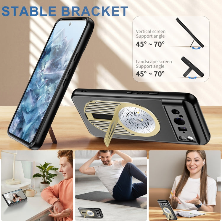 For Google Pixel 8 Pro Heat Dissipation Aromatherapy MagSafe Holder Phone Case(Gold) - Google Cases by PMC TechLife | Online Shopping South Africa | PMC TechLife | Buy Now Pay Later Mobicred