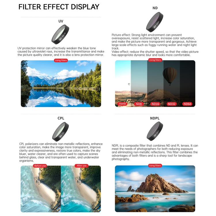 For DJI Neo JSR KB Series Drone Lens Filter, Filter:3 in 1 CPL ND8/16 - free shipping - PMC TechLife - Order now!