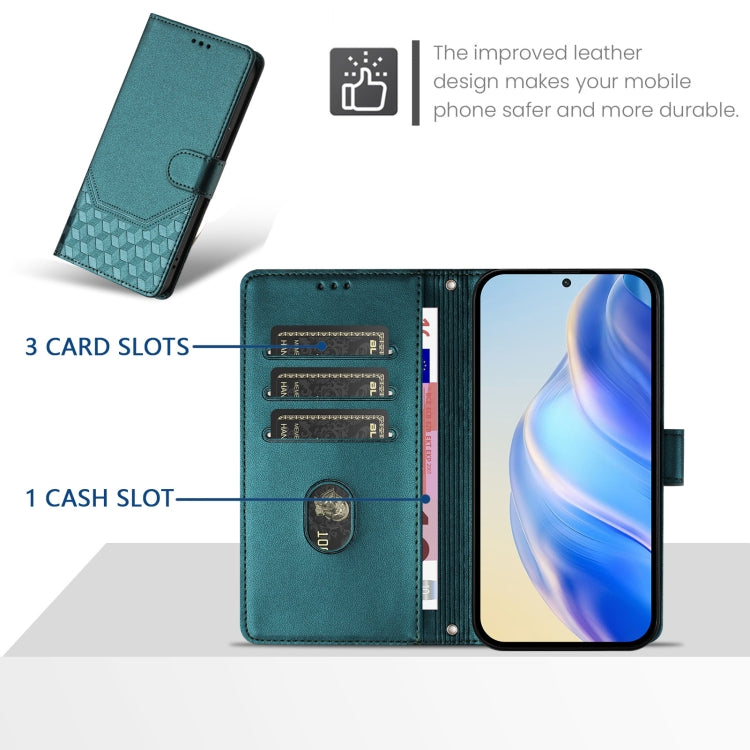 For Ulefone Note 17 Pro Honeycomb Embossing RFID Leather Phone Case(Peacock Green) - Ulefone Cases by PMC Jewellery | Online Shopping South Africa | PMC Jewellery | Buy Now Pay Later Mobicred