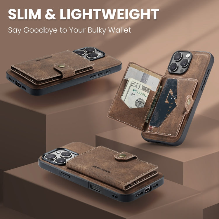 For iPhone 16 Pro JEEHOOD J01 Retro Magnetic Detachable Wallet Phone Case(Brown) - free shipping - PMC Jewellery - Order now!