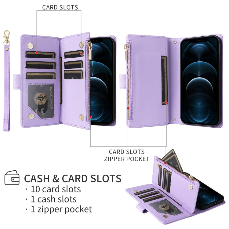 For iPhone 16 Crossbody Zipper Wallet Rhombus Leather Phone Case(Purple) - iPhone 16 Cases by PMC Jewellery | Online Shopping South Africa | PMC Jewellery | Buy Now Pay Later Mobicred