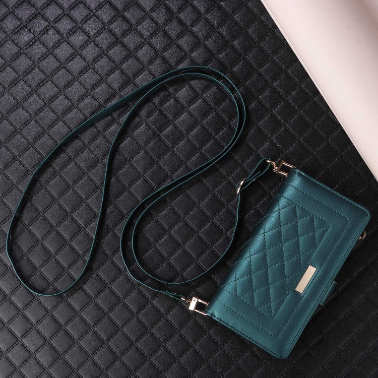 For Google Pixel 7 Crossbody Zipper Wallet Rhombus Leather Phone Case(Green) - Google Cases by PMC TechLife | Online Shopping South Africa | PMC TechLife | Buy Now Pay Later Mobicred