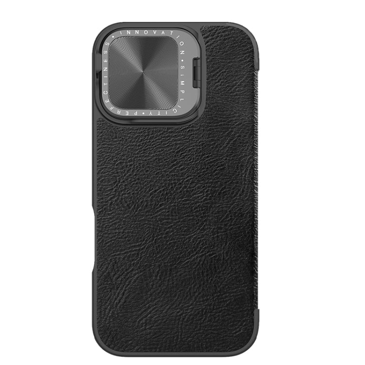 For iPhone 16 NILLKIN Qin Prop Series Flip Camera Cover Design Leather Phone Case(Black) - iPhone 16 Cases by NILLKIN | Online Shopping South Africa | PMC Jewellery | Buy Now Pay Later Mobicred