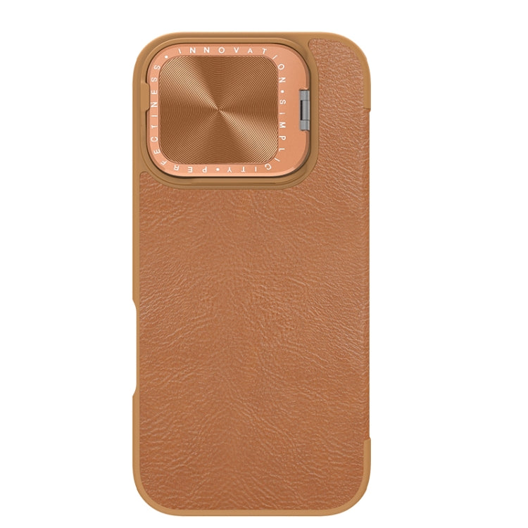 For iPhone 16 Pro Max NILLKIN Qin Prop Series Flip Camera Cover Design Leather Phone Case(Brown) - iPhone 16 Pro Max Cases by NILLKIN | Online Shopping South Africa | PMC Jewellery | Buy Now Pay Later Mobicred