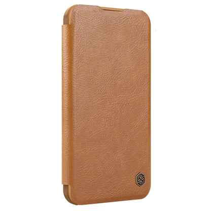 For iPhone 16 Pro Max NILLKIN Qin Prop Series Flip Camera Cover Design Leather Phone Case(Brown) - iPhone 16 Pro Max Cases by NILLKIN | Online Shopping South Africa | PMC Jewellery | Buy Now Pay Later Mobicred