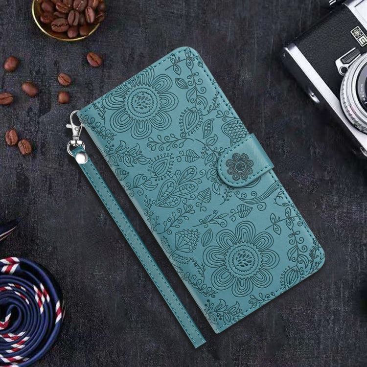 For Samsung Galaxy S25 Ultra 5G Floral Embossed Pattern Leather Phone Case(Dark Green) - Galaxy S25 Ultra 5G Cases by PMC Jewellery | Online Shopping South Africa | PMC Jewellery | Buy Now Pay Later Mobicred