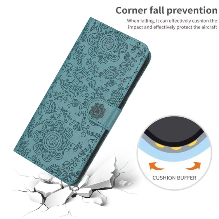 For Samsung Galaxy S25 Ultra 5G Floral Embossed Pattern Leather Phone Case(Dark Green) - Galaxy S25 Ultra 5G Cases by PMC Jewellery | Online Shopping South Africa | PMC Jewellery | Buy Now Pay Later Mobicred