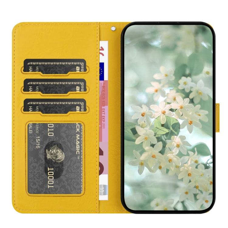For Samsung Galaxy S25 Ultra 5G Floral Embossed Pattern Leather Phone Case(Yellow) - Galaxy S25 Ultra 5G Cases by PMC Jewellery | Online Shopping South Africa | PMC Jewellery | Buy Now Pay Later Mobicred