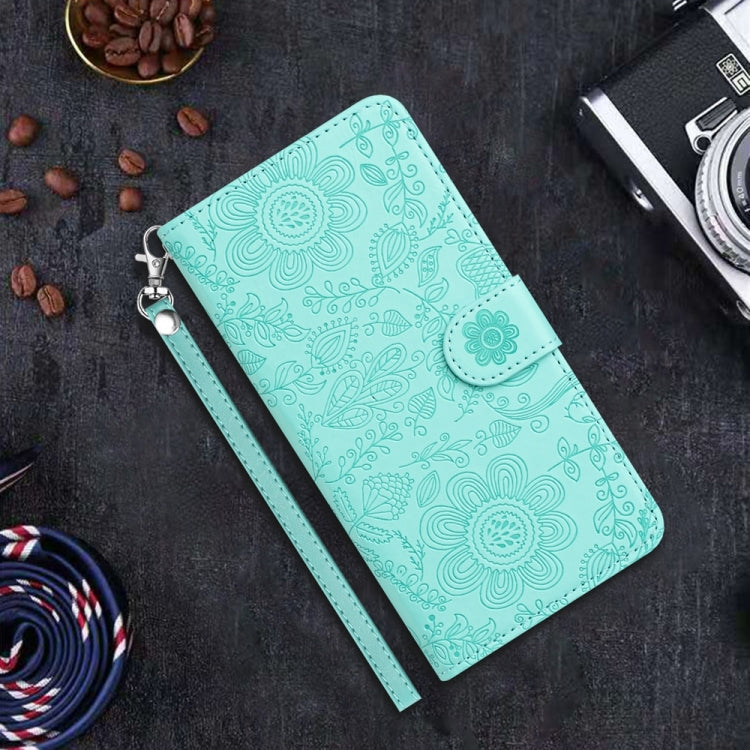 For Samsung Galaxy S25 Ultra 5G Floral Embossed Pattern Leather Phone Case(Light Green) - Galaxy S25 Ultra 5G Cases by PMC Jewellery | Online Shopping South Africa | PMC Jewellery | Buy Now Pay Later Mobicred