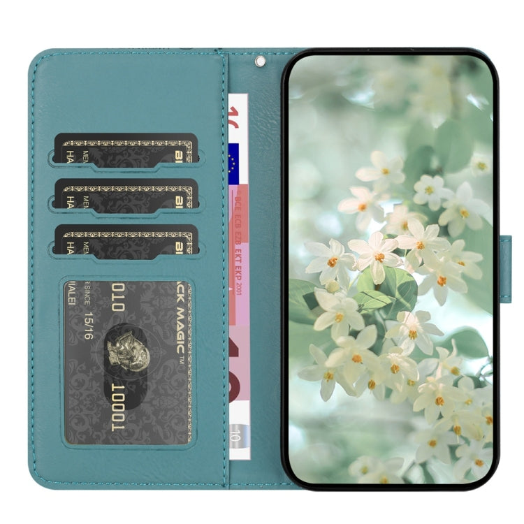 For Samsung Galaxy S25+ 5G Floral Embossed Pattern Leather Phone Case(Dark Green) - Galaxy S25+ 5G Cases by PMC Jewellery | Online Shopping South Africa | PMC Jewellery | Buy Now Pay Later Mobicred