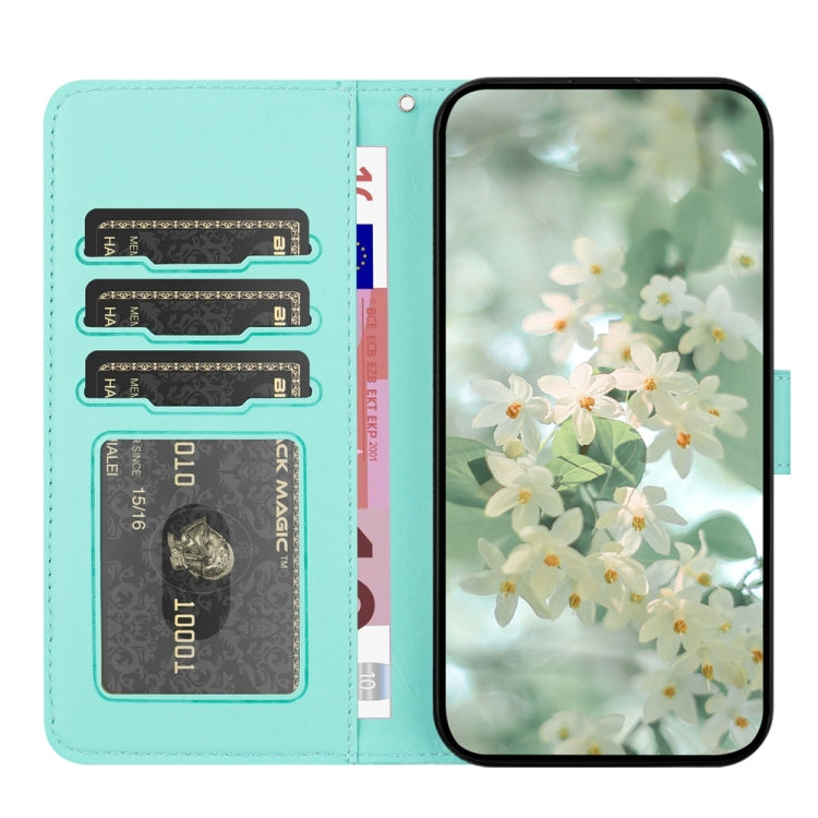 For Samsung Galaxy S25 5G Floral Embossed Pattern Leather Phone Case(Light Green) - Galaxy S25 5G Cases by PMC Jewellery | Online Shopping South Africa | PMC Jewellery | Buy Now Pay Later Mobicred