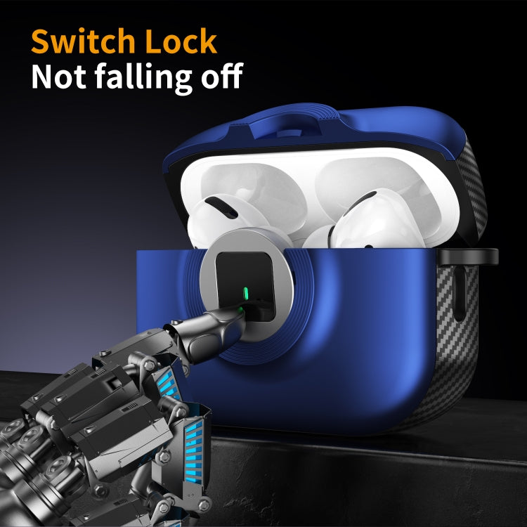 For AirPods Pro Camera Series PC + TPU Headset Shockproof Carbon Fibre Case(Blue) - For AirPods Pro by PMC Jewellery | Online Shopping South Africa | PMC Jewellery | Buy Now Pay Later Mobicred