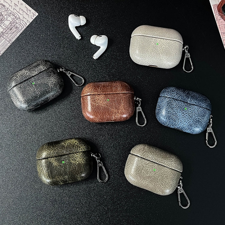 For AirPods 3 Retro Oil Leather Bluetooth Earphones Protective Case(Coffee) - For AirPods 3 by PMC Jewellery | Online Shopping South Africa | PMC Jewellery | Buy Now Pay Later Mobicred