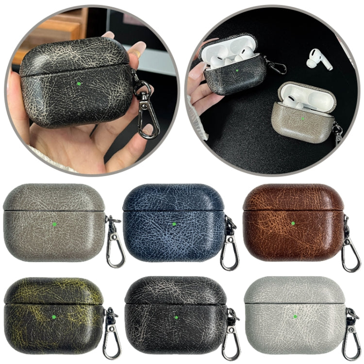 For AirPods 4 Retro Oil Leather Bluetooth Earphones Protective Case(Coffee) - For AirPods 4 by PMC Jewellery | Online Shopping South Africa | PMC Jewellery | Buy Now Pay Later Mobicred