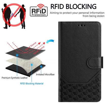 For Huawei Pura 70 Pro / Pura 70 Pro+ Honeycomb Embossing RFID Leather Phone Case(Black) - Huawei Cases by PMC Jewellery | Online Shopping South Africa | PMC Jewellery | Buy Now Pay Later Mobicred