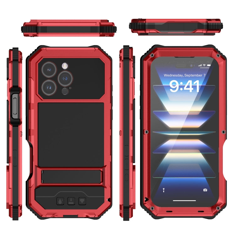 For iPhone 16 Pro Max R-JUST Life Waterproof Dustproof Shockproof Holder Phone Case(Red) - iPhone 16 Pro Max Cases by R-JUST | Online Shopping South Africa | PMC Jewellery | Buy Now Pay Later Mobicred