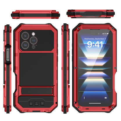 For iPhone 16 Pro Max R-JUST Life Waterproof Dustproof Shockproof Holder Phone Case(Red) - iPhone 16 Pro Max Cases by R-JUST | Online Shopping South Africa | PMC Jewellery | Buy Now Pay Later Mobicred