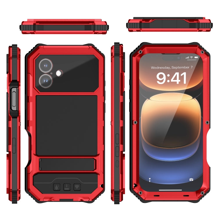 For iPhone 16 Plus R-JUST Life Waterproof Dustproof Shockproof Holder Phone Case(Red) - iPhone 16 Plus Cases by R-JUST | Online Shopping South Africa | PMC Jewellery | Buy Now Pay Later Mobicred