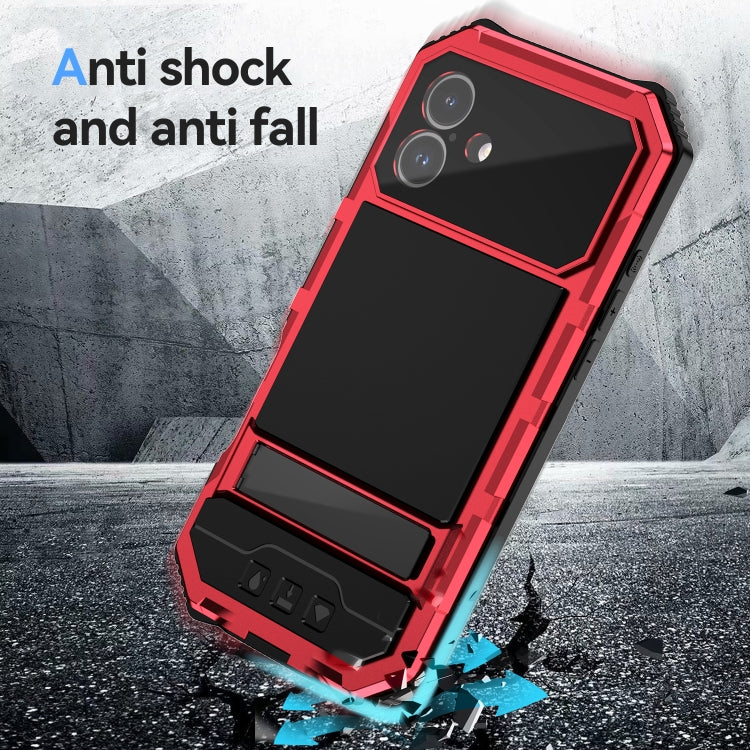 For iPhone 16 Plus R-JUST Life Waterproof Dustproof Shockproof Holder Phone Case(Red) - free shipping - PMC Jewellery - Order now!