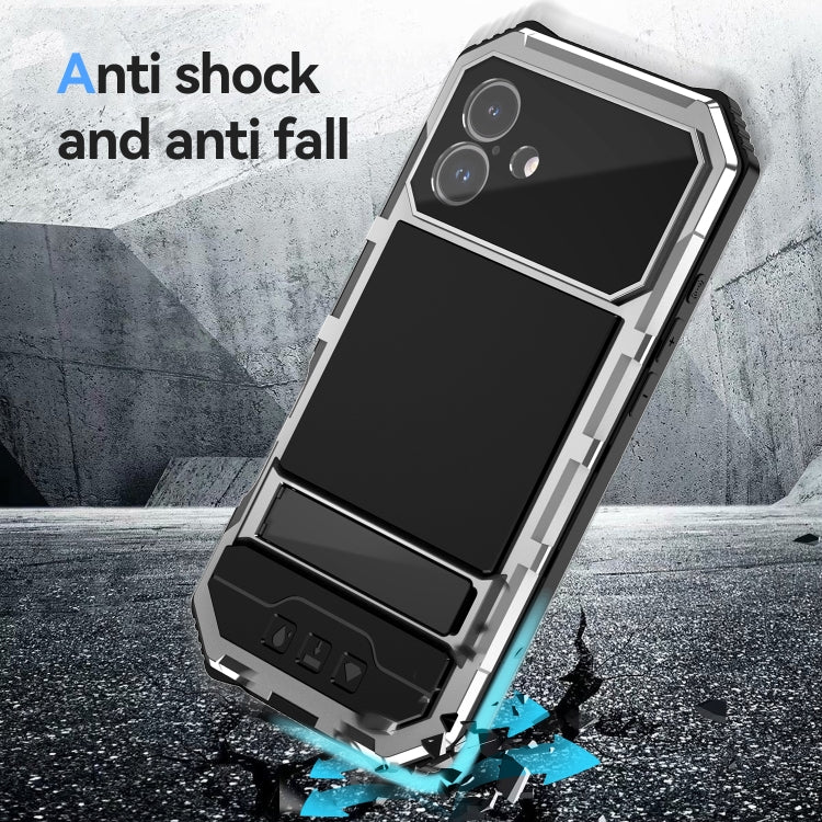 For iPhone 16 Plus R-JUST Life Waterproof Dustproof Shockproof Holder Phone Case(Silver) - free shipping - PMC Jewellery - Order now!