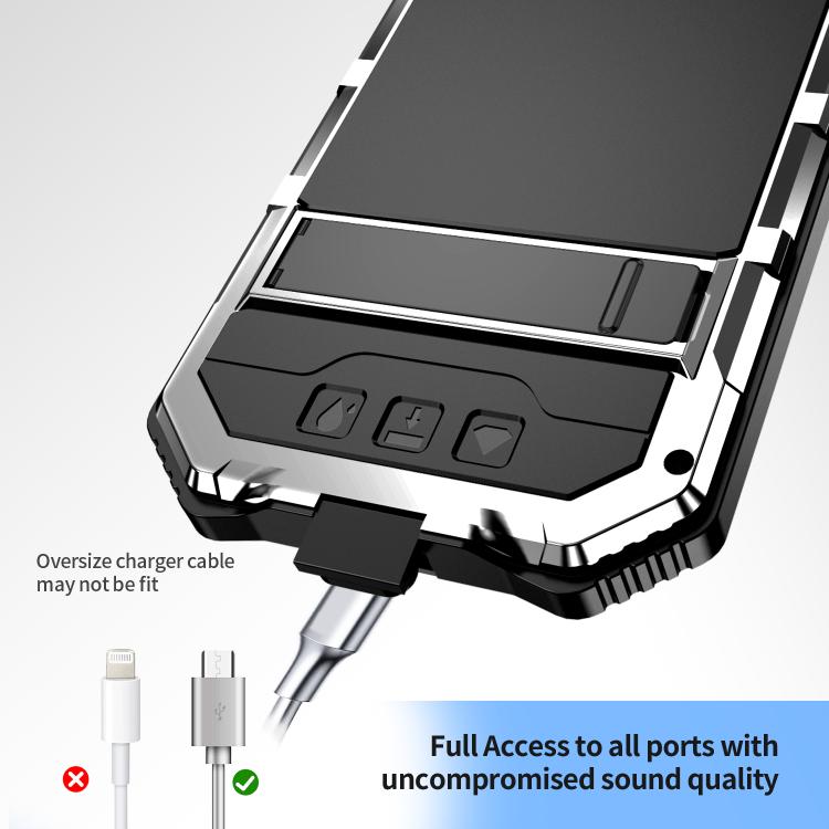 For iPhone 16e R-JUST Life Waterproof Dustproof Shockproof Holder Phone Case(Silver) - free shipping - PMC TechLife - Order now!