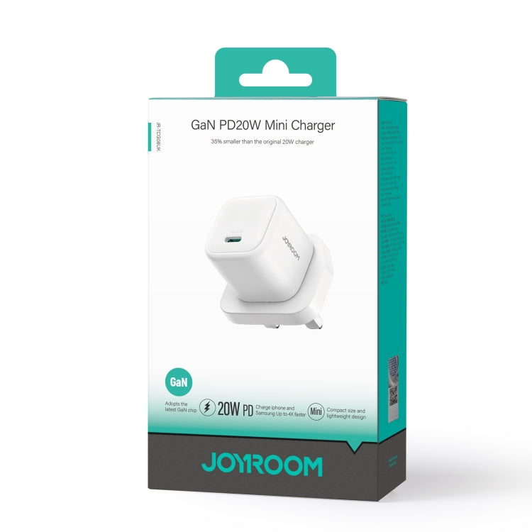 JOYROOM JR-TCG08 GaN PD20W USB-C / Type-C Port Mini Charger, Plug:UK Plug(White) - USB Charger by JOYROOM | Online Shopping South Africa | PMC Jewellery | Buy Now Pay Later Mobicred