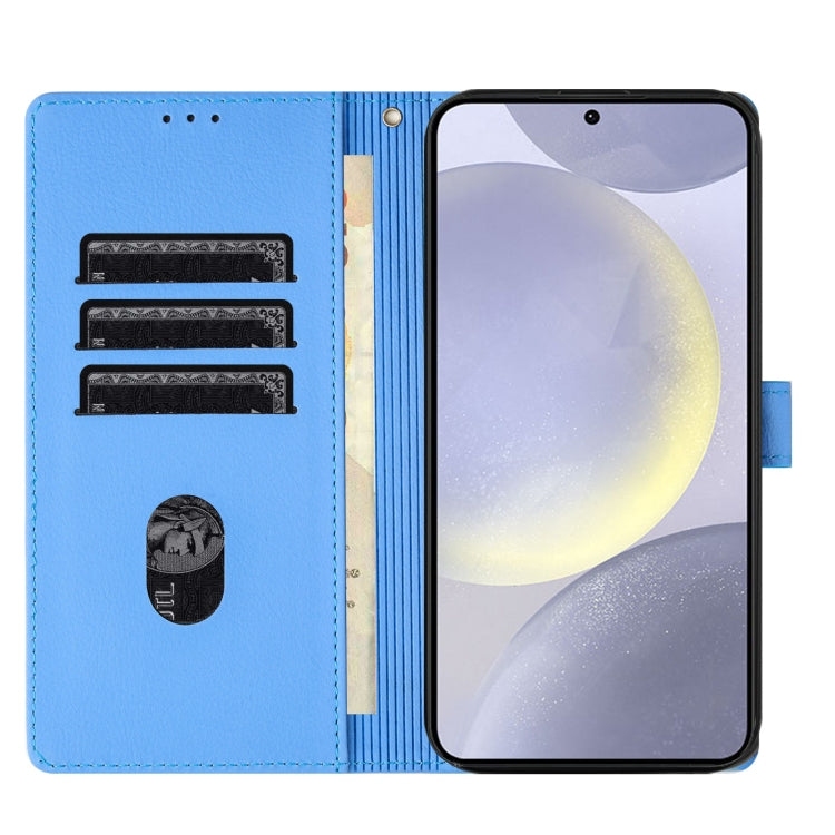 For Samsung Galaxy S25+ 5G Cartoon Elephant Embossed Leather Phone Case(Blue) - Galaxy S25+ 5G Cases by PMC Jewellery | Online Shopping South Africa | PMC Jewellery | Buy Now Pay Later Mobicred