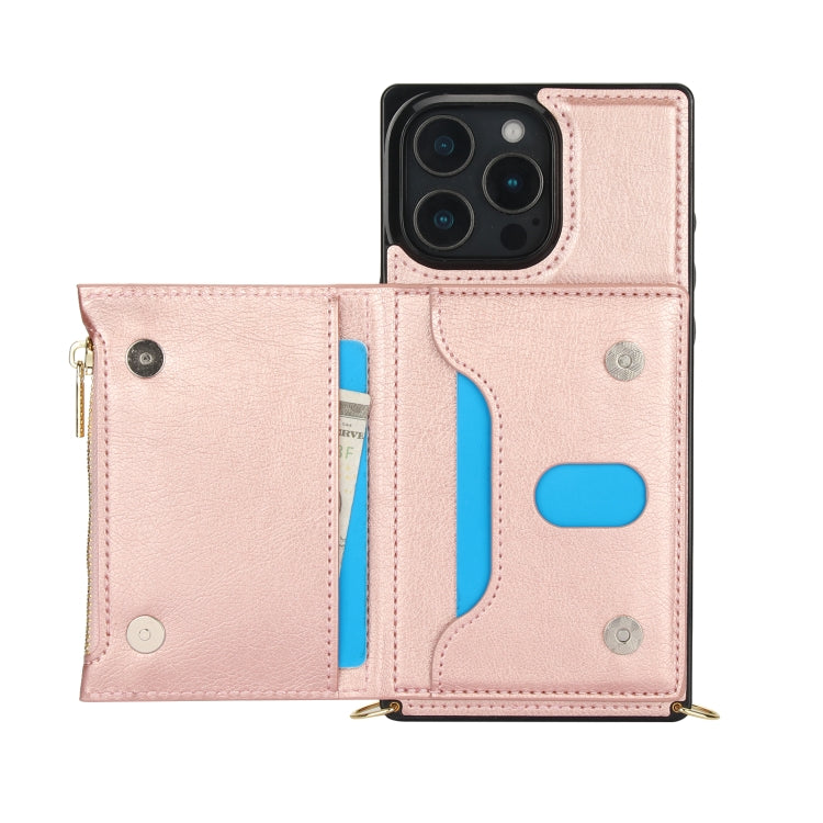 For iPhone 16 Pro Max Square Zipper Wallet Bag TPU+PU Back Cover Case(Rose Gold) - iPhone 16 Pro Max Cases by PMC Jewellery | Online Shopping South Africa | PMC Jewellery | Buy Now Pay Later Mobicred