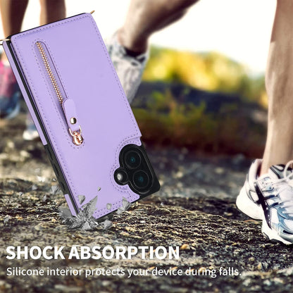 For iPhone 16 Plus Cross-body Zipper Square Phone Case(Purple) - iPhone 16 Plus Cases by PMC Jewellery | Online Shopping South Africa | PMC Jewellery | Buy Now Pay Later Mobicred