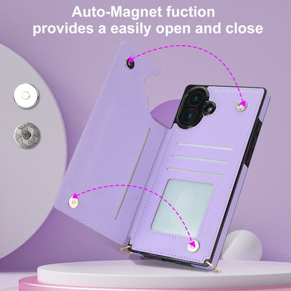 For iPhone 16 Plus Cross-body Zipper Square Phone Case(Purple) - iPhone 16 Plus Cases by PMC Jewellery | Online Shopping South Africa | PMC Jewellery | Buy Now Pay Later Mobicred