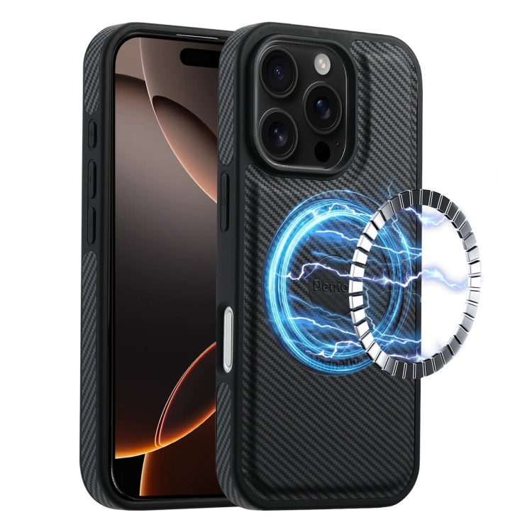 For iPhone 16 Pro Denior Carbon Fiber Texture Leather MagSafe Phone Case(Black) - iPhone 16 Pro Cases by Denior | Online Shopping South Africa | PMC Jewellery | Buy Now Pay Later Mobicred