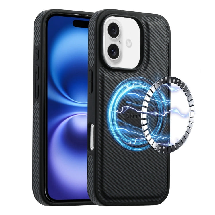 For iPhone 16 Plus Denior Carbon Fiber Texture Leather MagSafe Phone Case(Black) - iPhone 16 Plus Cases by Denior | Online Shopping South Africa | PMC Jewellery | Buy Now Pay Later Mobicred