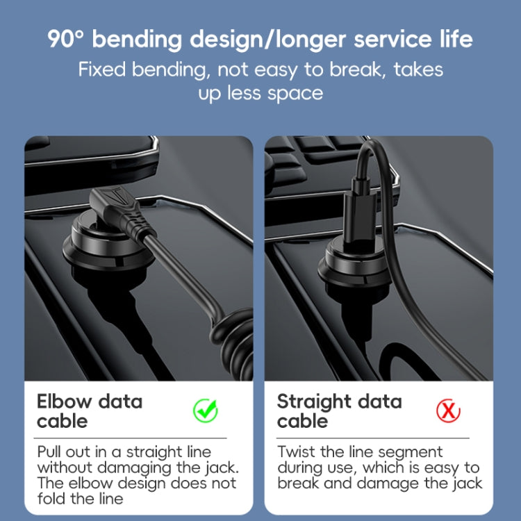 For LeadingIdeal L9 / L8 / L7 / L6 PD65W Type-C Elbow to Type-C, 8 Pin Spring Charging Cable(Black) - Car Charger by PMC TechLife | Online Shopping South Africa | PMC TechLife | Buy Now Pay Later Mobicred
