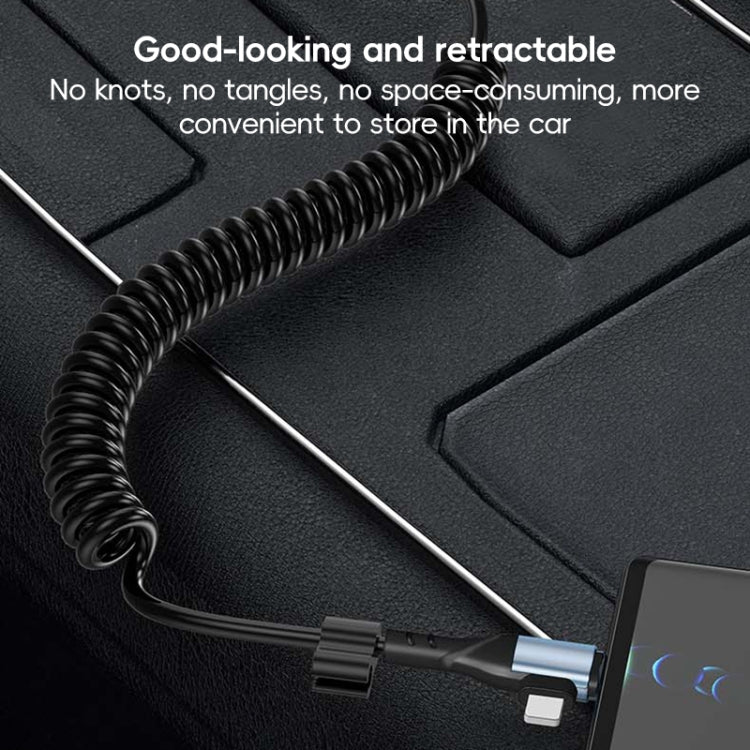 For LeadingIdeal L9 / L8 / L7 / L6 PD65W Type-C Elbow to Type-C, 8 Pin Spring Charging Cable(Black) - Car Charger by PMC TechLife | Online Shopping South Africa | PMC TechLife | Buy Now Pay Later Mobicred
