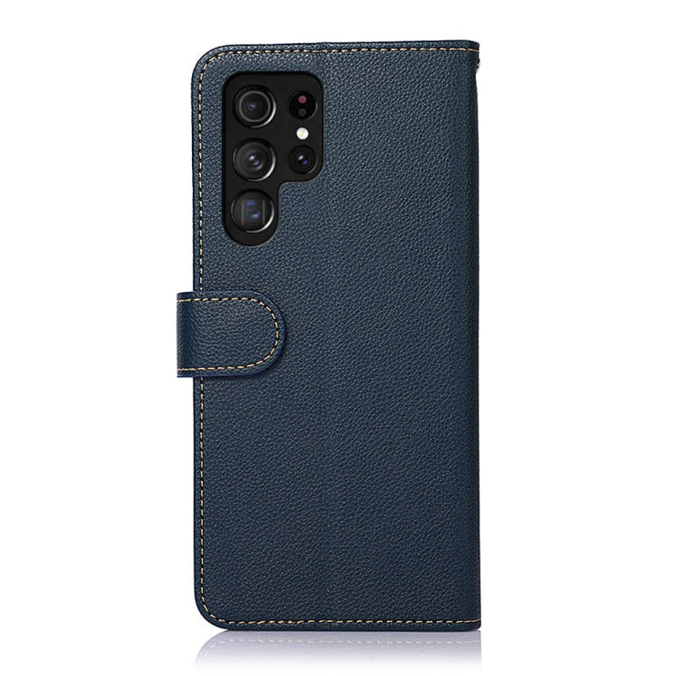 For Samsung Galaxy S25 Ultra KHAZNEH Litchi Texture Leather RFID Phone Case(Blue) - free shipping - PMC Jewellery - Order now!