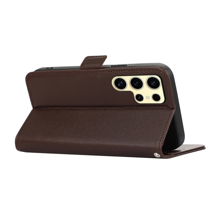 For Samsung Galaxy S25 Ultra ABEEL Side-Magnetic Litchi Pattern Leather RFID Phone Case(Brown) - Galaxy S25 Ultra 5G Cases by PMC TechLife | Online Shopping South Africa | PMC TechLife | Buy Now Pay Later Mobicred