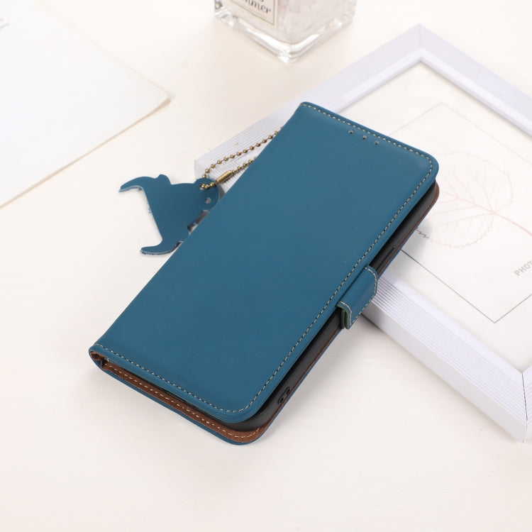 For Samsung Galaxy S25 Ultra Genuine Leather Magnetic RFID Leather Phone Case(Blue) - Galaxy S25 Ultra 5G Cases by PMC Jewellery | Online Shopping South Africa | PMC Jewellery | Buy Now Pay Later Mobicred