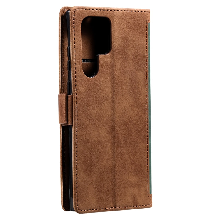 For Samsung Galaxy S25 Ultra 5G Retro Splicing Horizontal Flip Leather Phone Case(Green) - free shipping - PMC TechLife - Order now!